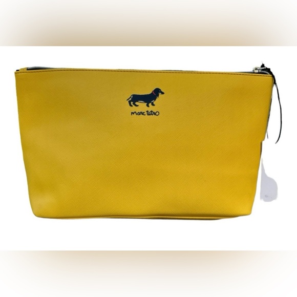 Marc Tetro NWT Yellow Black Dachshund Zippered Cosmetic Travel Bag (P027) - Picture 2 of 6